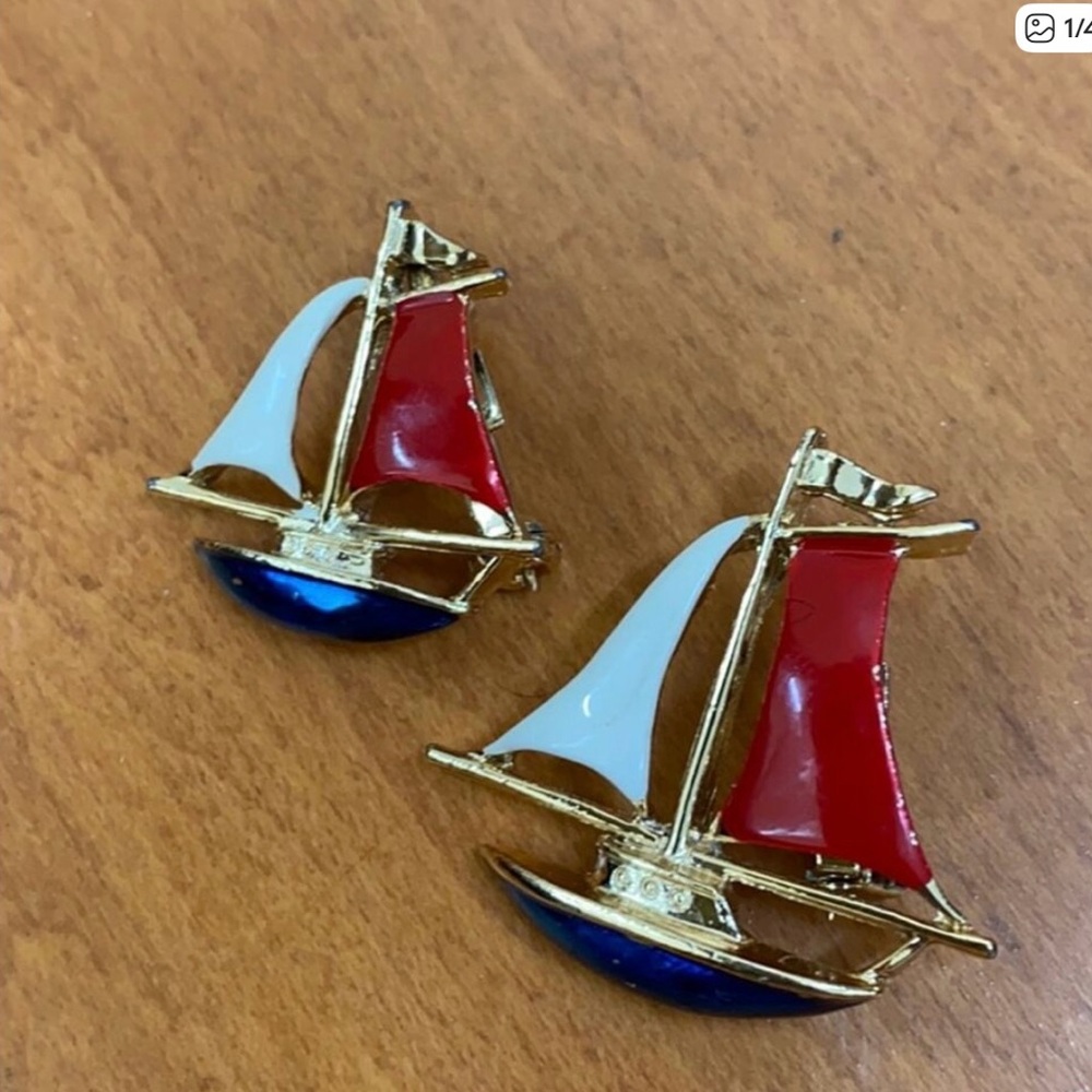 1970s Gerry’s Sailboat Scatter Pin Set in Red, White, and Blue